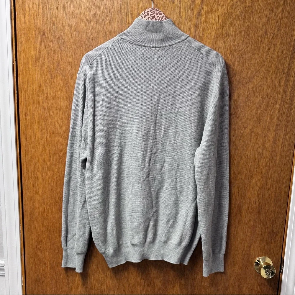 Polo Ralph Lauren Mens Mesh Knit Cotton Quarter 1/4 Zip Sweater Gray Grey XL